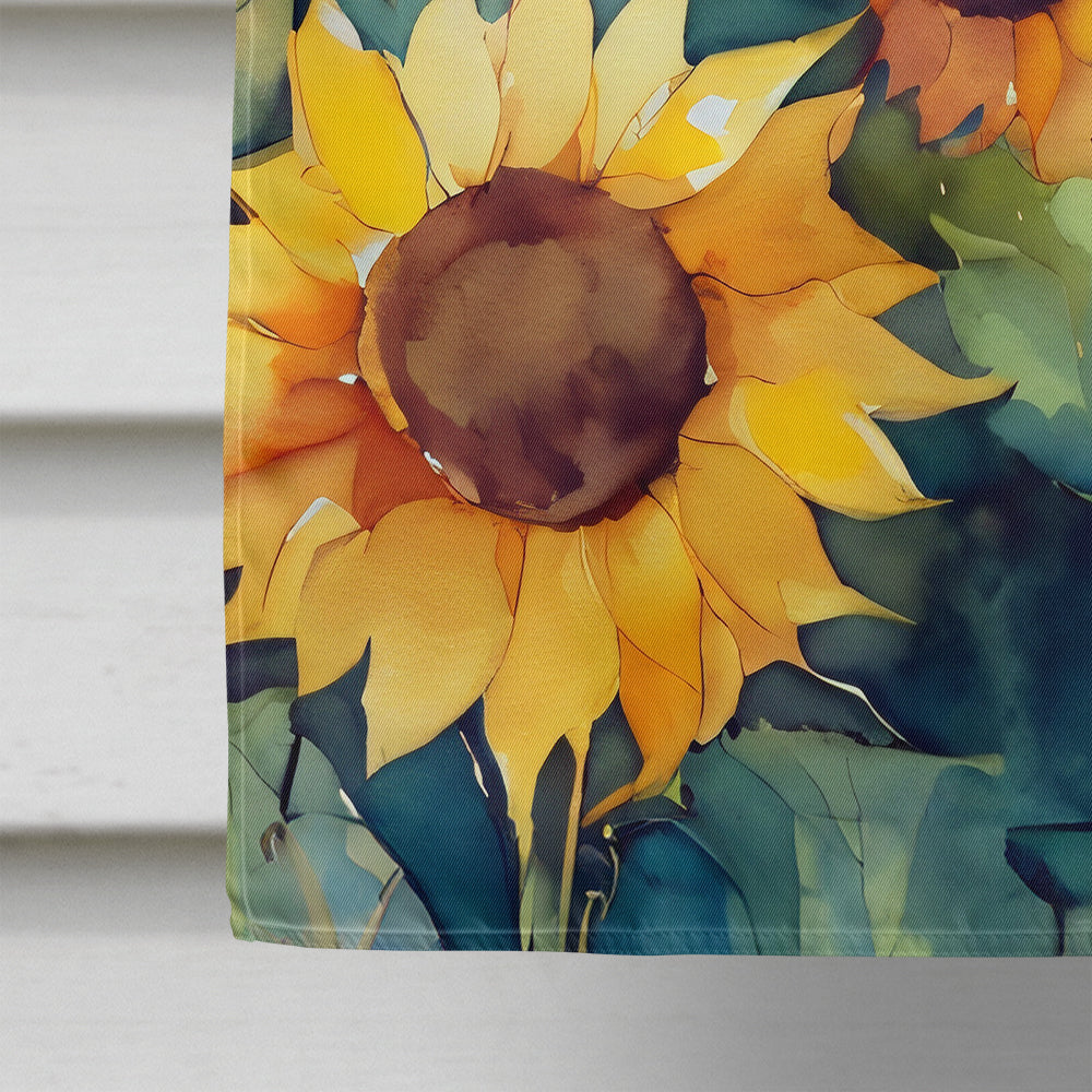 Sunflowers in Watercolor House Flag