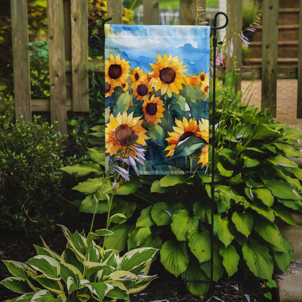 Sunflowers in Watercolor Garden Flag