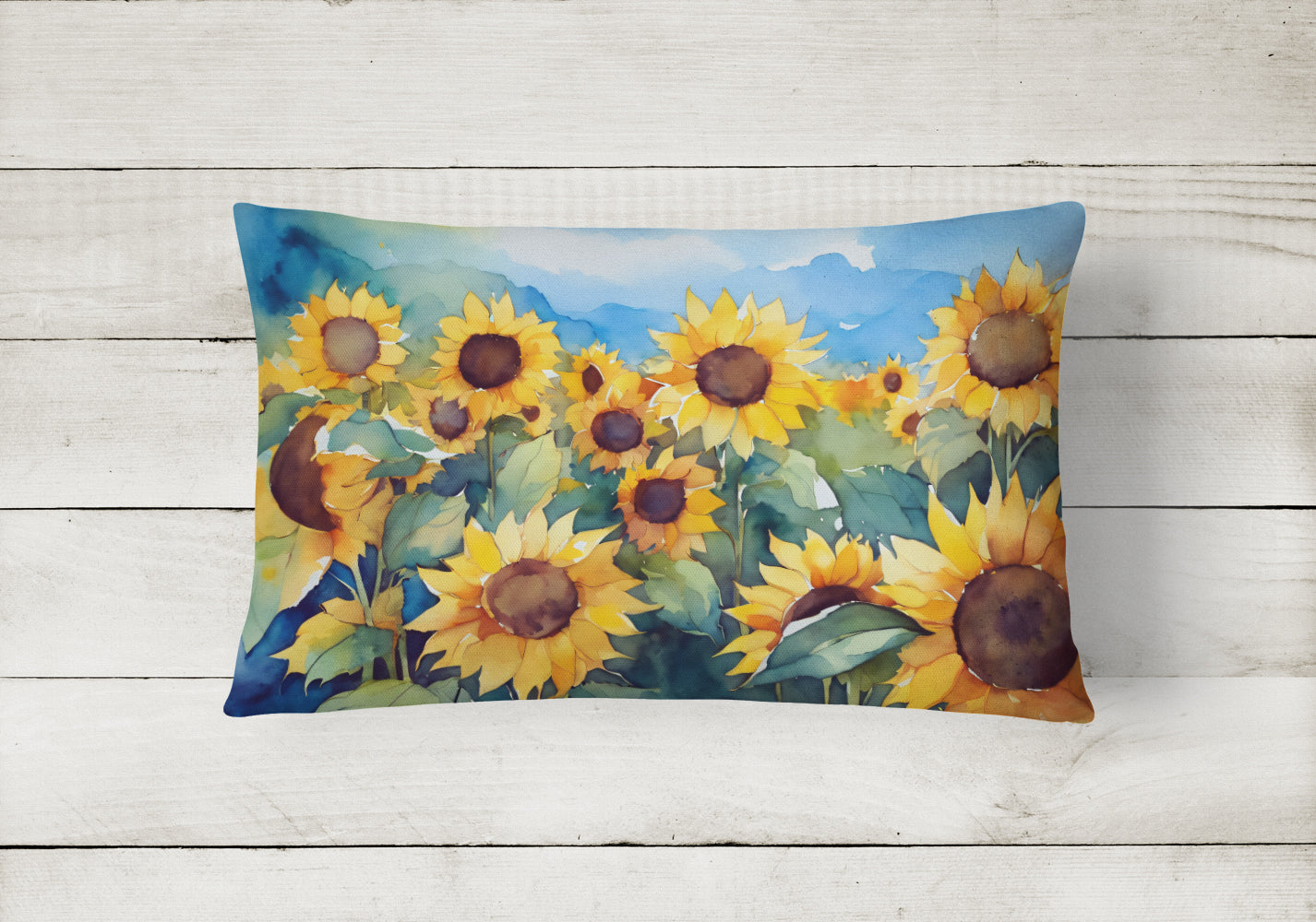 Sunflowers in Watercolor Throw Pillow