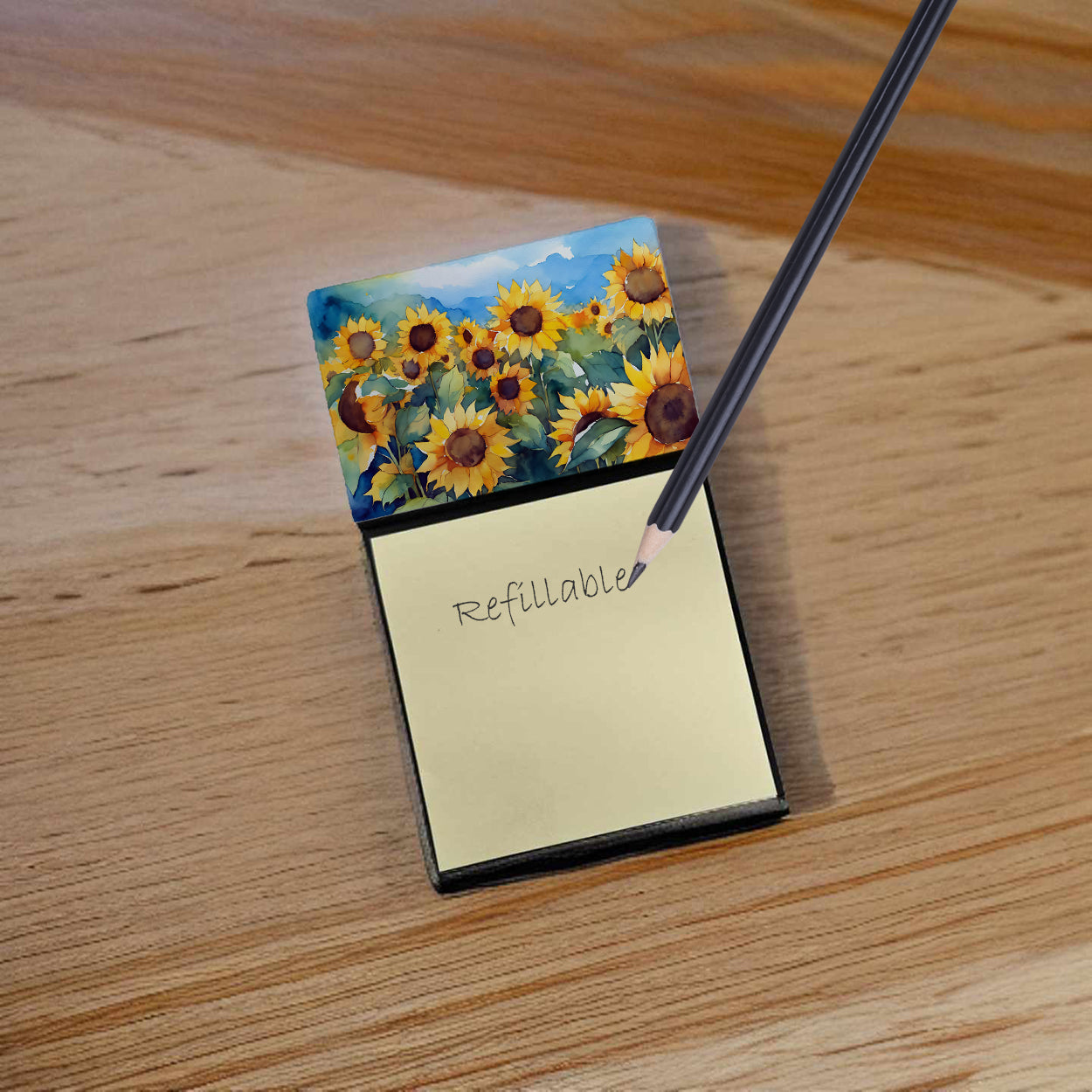 Sunflowers in Watercolor Sticky Note Holder