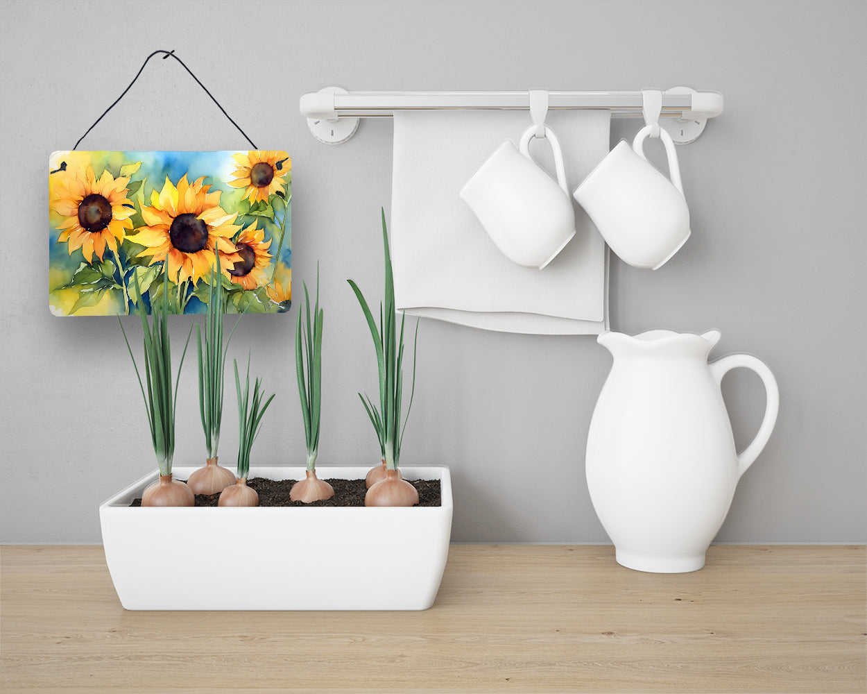 Sunflowers in Watercolor Wall or Door Hanging Prints