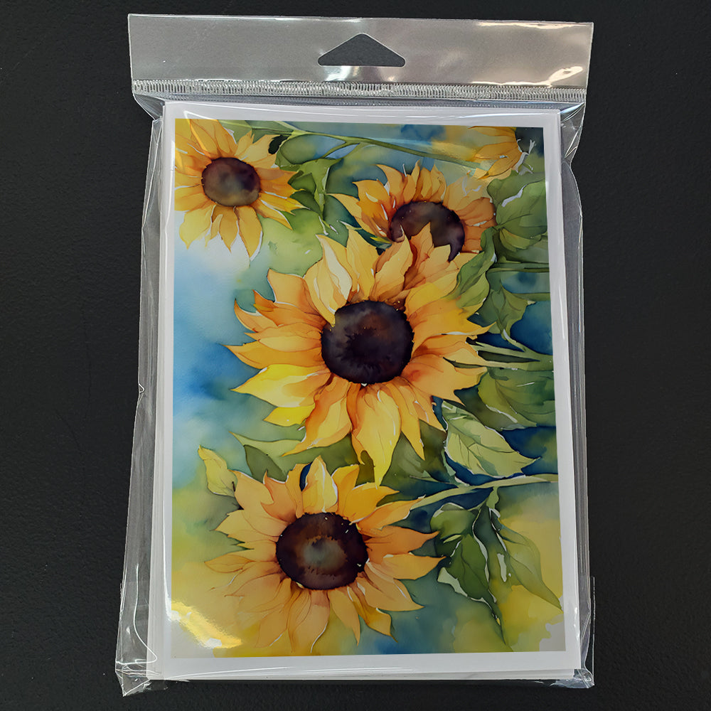 Sunflowers in Watercolor Greeting Cards Pack of 8