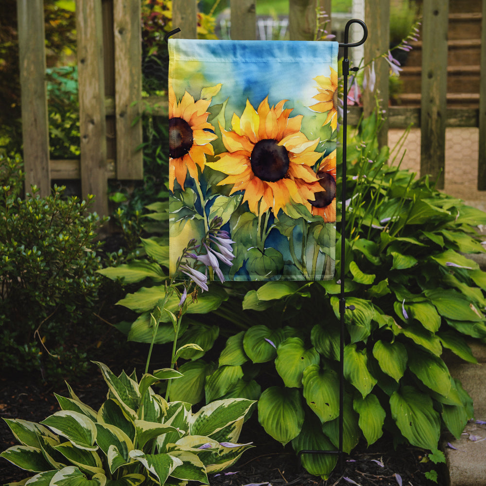 Sunflowers in Watercolor Garden Flag