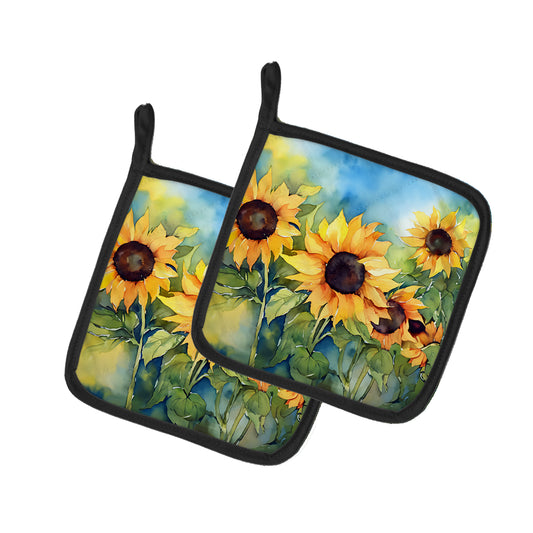 Buy this Sunflowers in Watercolor Pair of Pot Holders