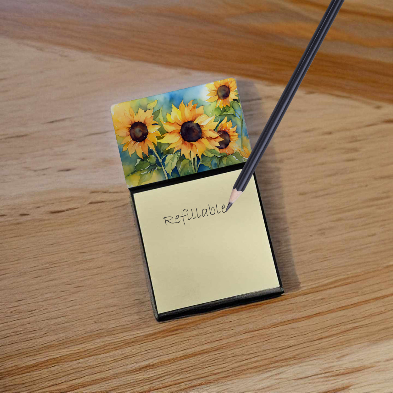 Sunflowers in Watercolor Sticky Note Holder