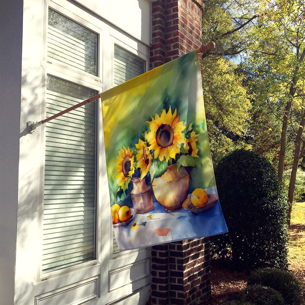 Sunflowers in Watercolor House Flag
