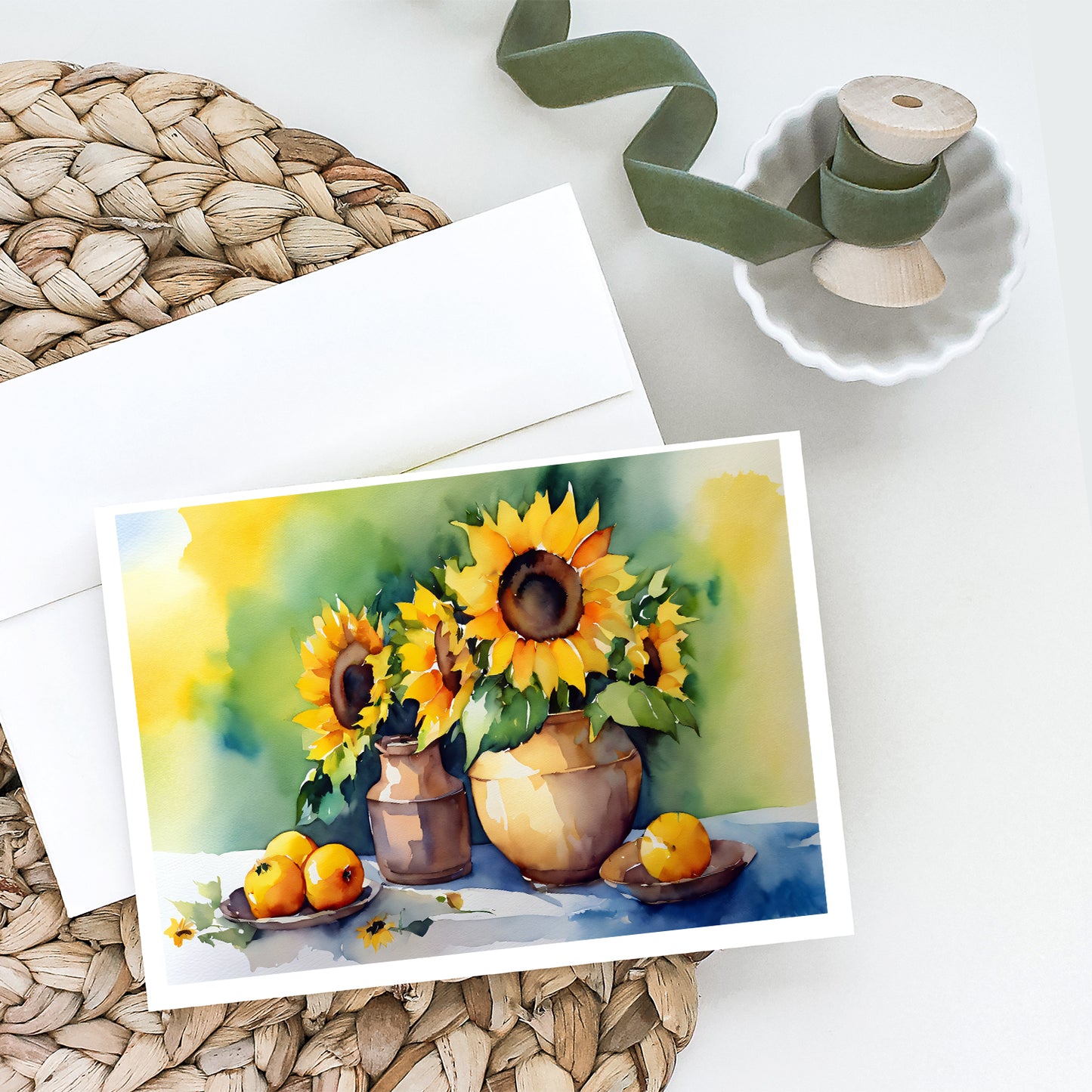 Sunflowers in Watercolor Greeting Cards Pack of 8