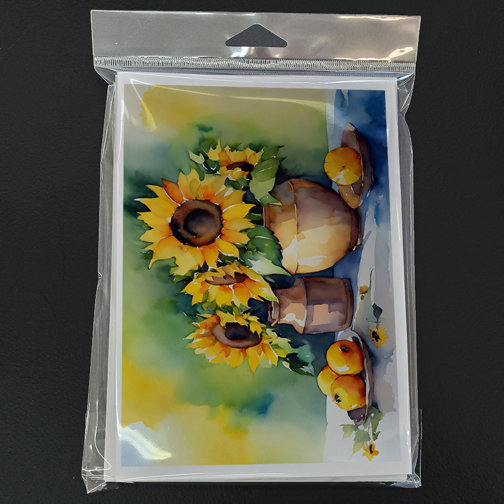 Sunflowers in Watercolor Greeting Cards Pack of 8