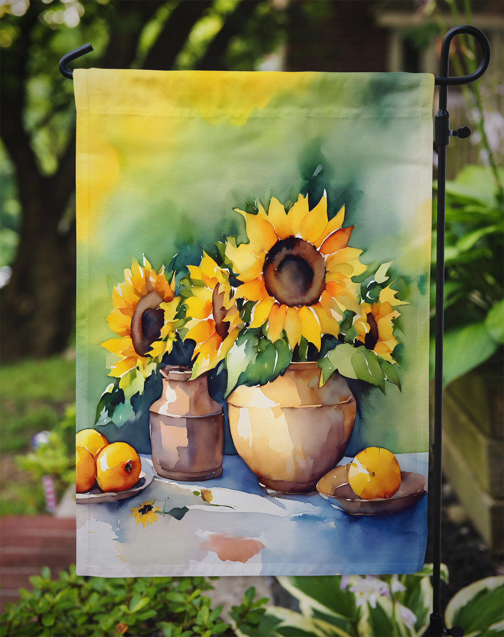 Sunflowers in Watercolor Garden Flag