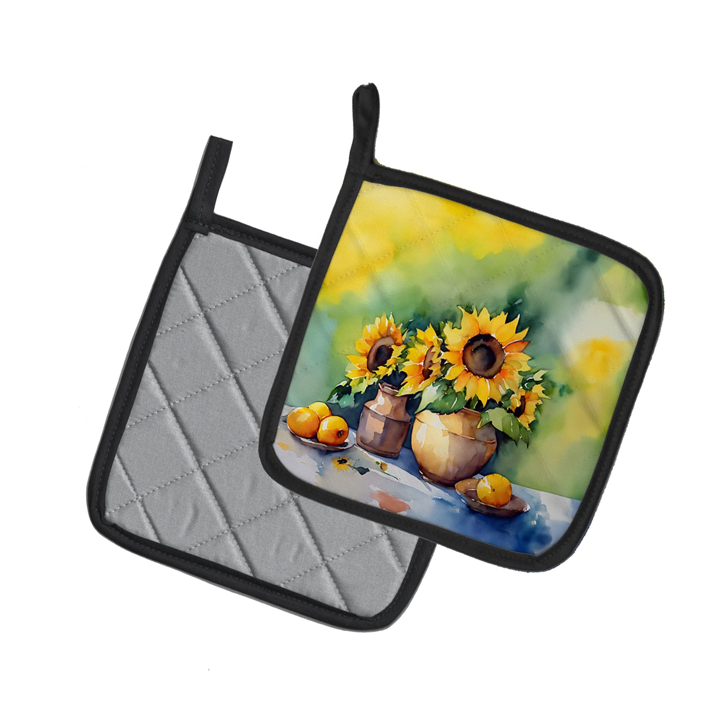 Sunflowers in Watercolor Pair of Pot Holders