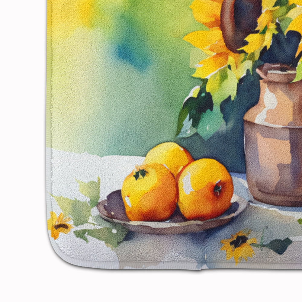 Sunflowers in Watercolor Memory Foam Kitchen Mat