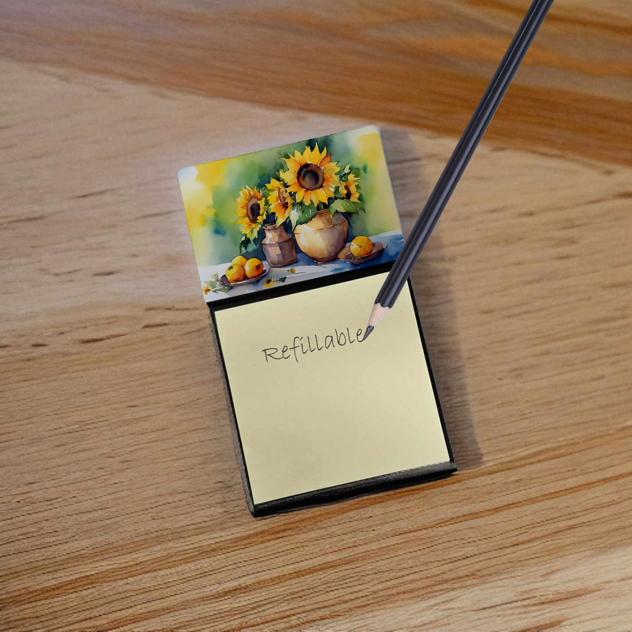 Sunflowers in Watercolor Sticky Note Holder