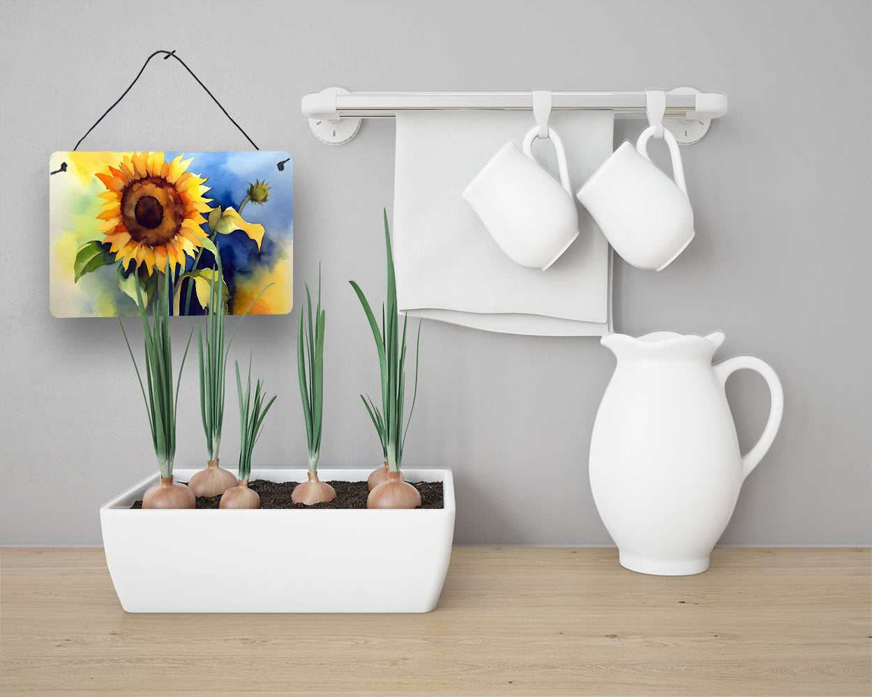 Sunflowers in Watercolor Wall or Door Hanging Prints