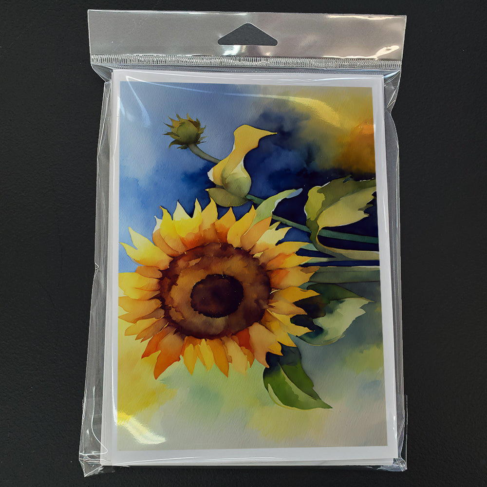 Sunflowers in Watercolor Greeting Cards Pack of 8