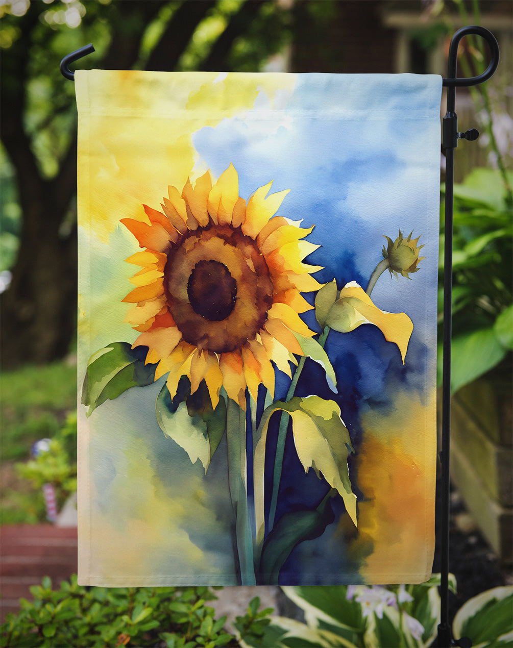 Sunflowers in Watercolor Garden Flag