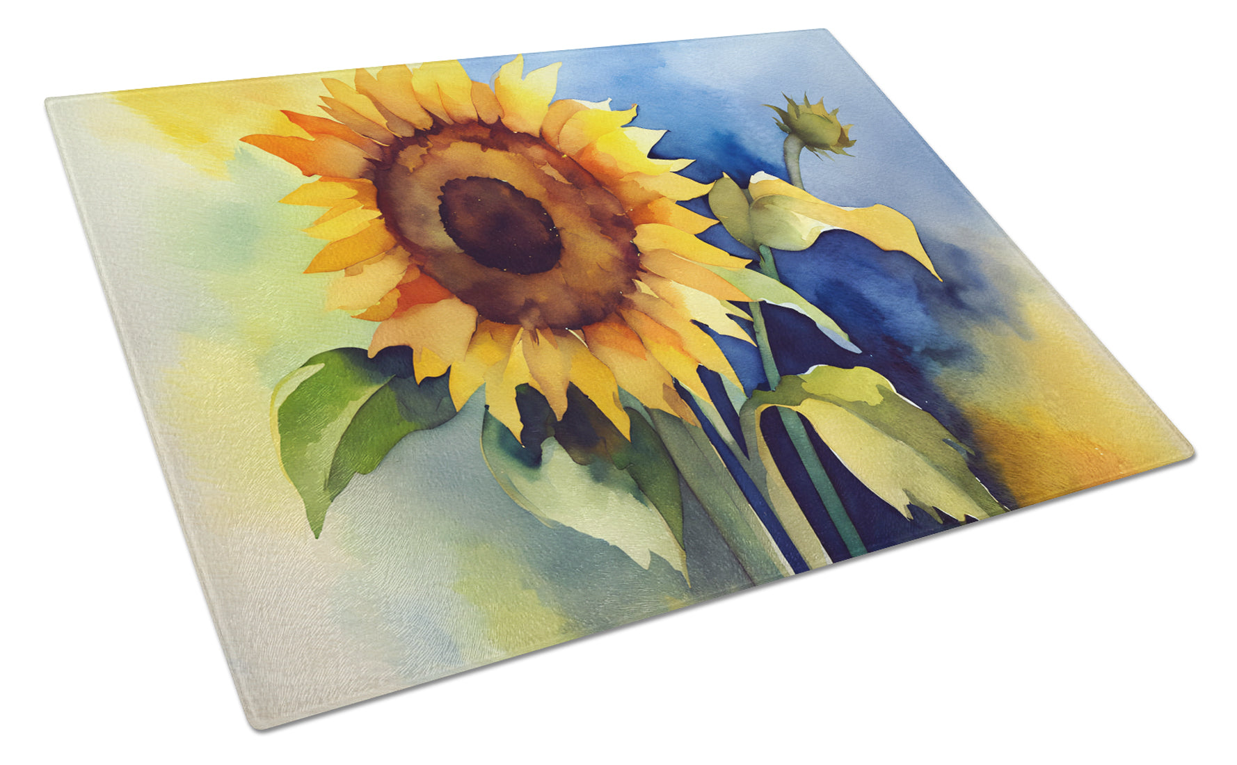 Buy this Sunflowers in Watercolor Glass Cutting Board