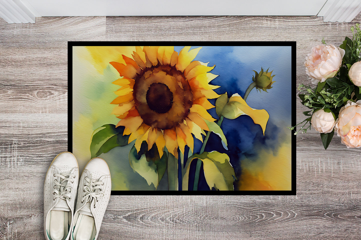 Sunflowers in Watercolor Doormat