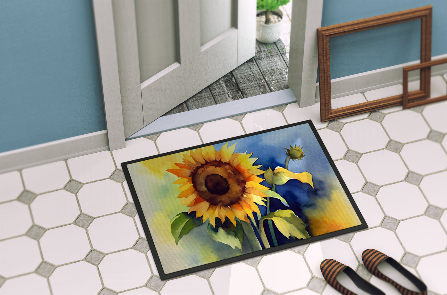 Sunflowers in Watercolor Doormat