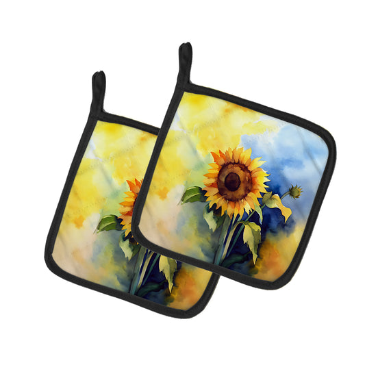 Buy this Sunflowers in Watercolor Pair of Pot Holders