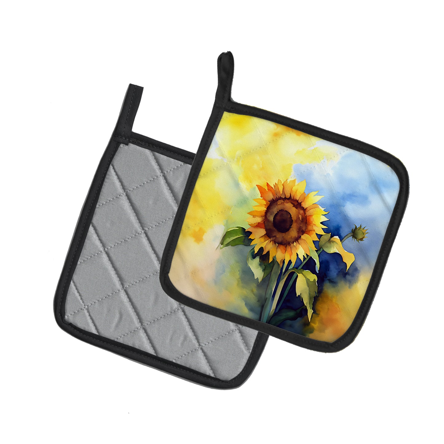 Sunflowers in Watercolor Pair of Pot Holders