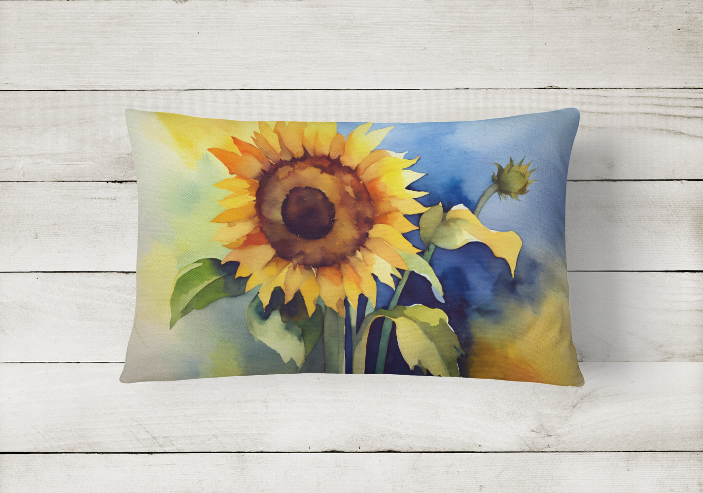Sunflowers in Watercolor Throw Pillow
