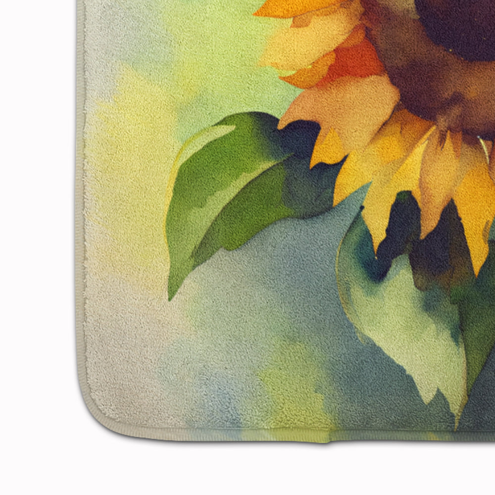 Sunflowers in Watercolor Memory Foam Kitchen Mat
