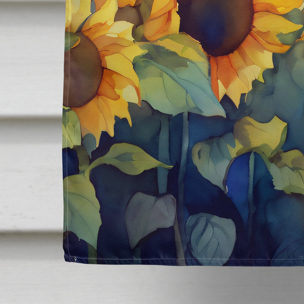 Sunflowers in Watercolor House Flag
