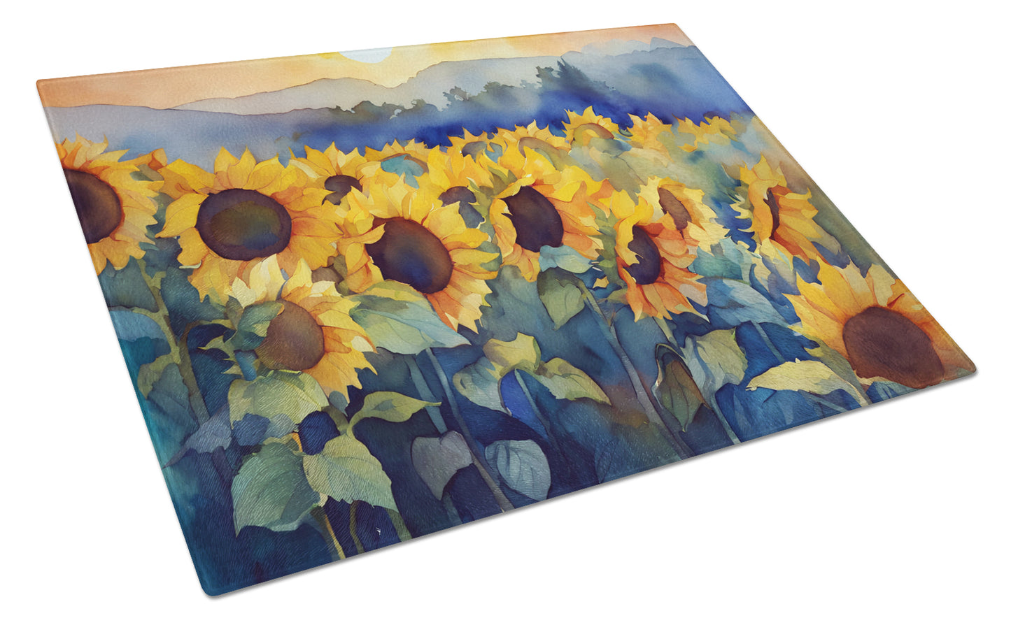 Buy this Sunflowers in Watercolor Glass Cutting Board