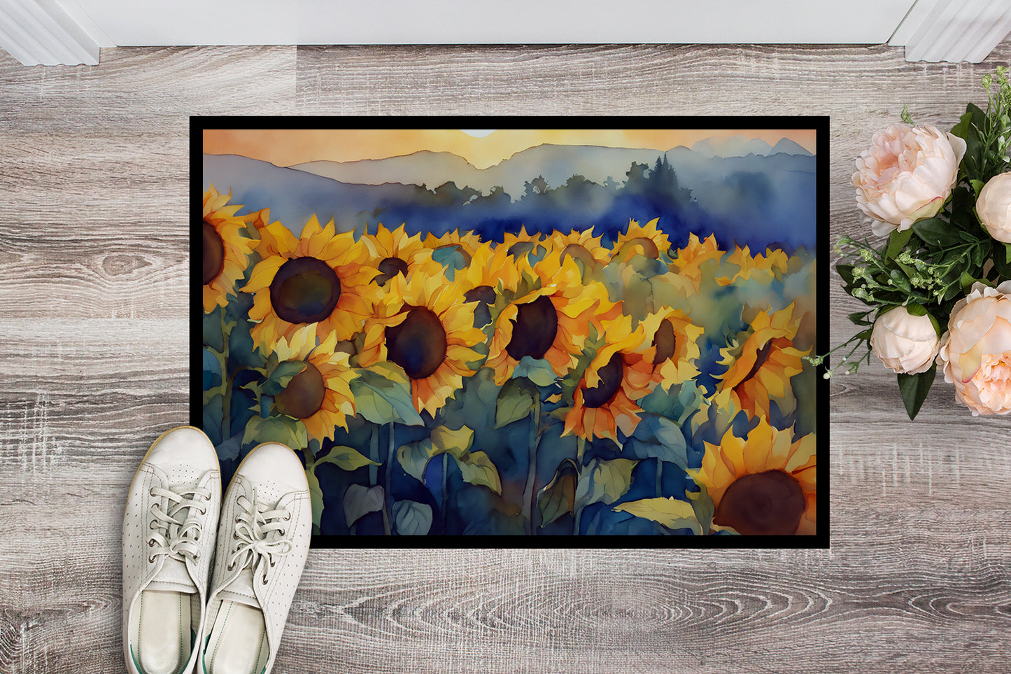 Sunflowers in Watercolor Doormat