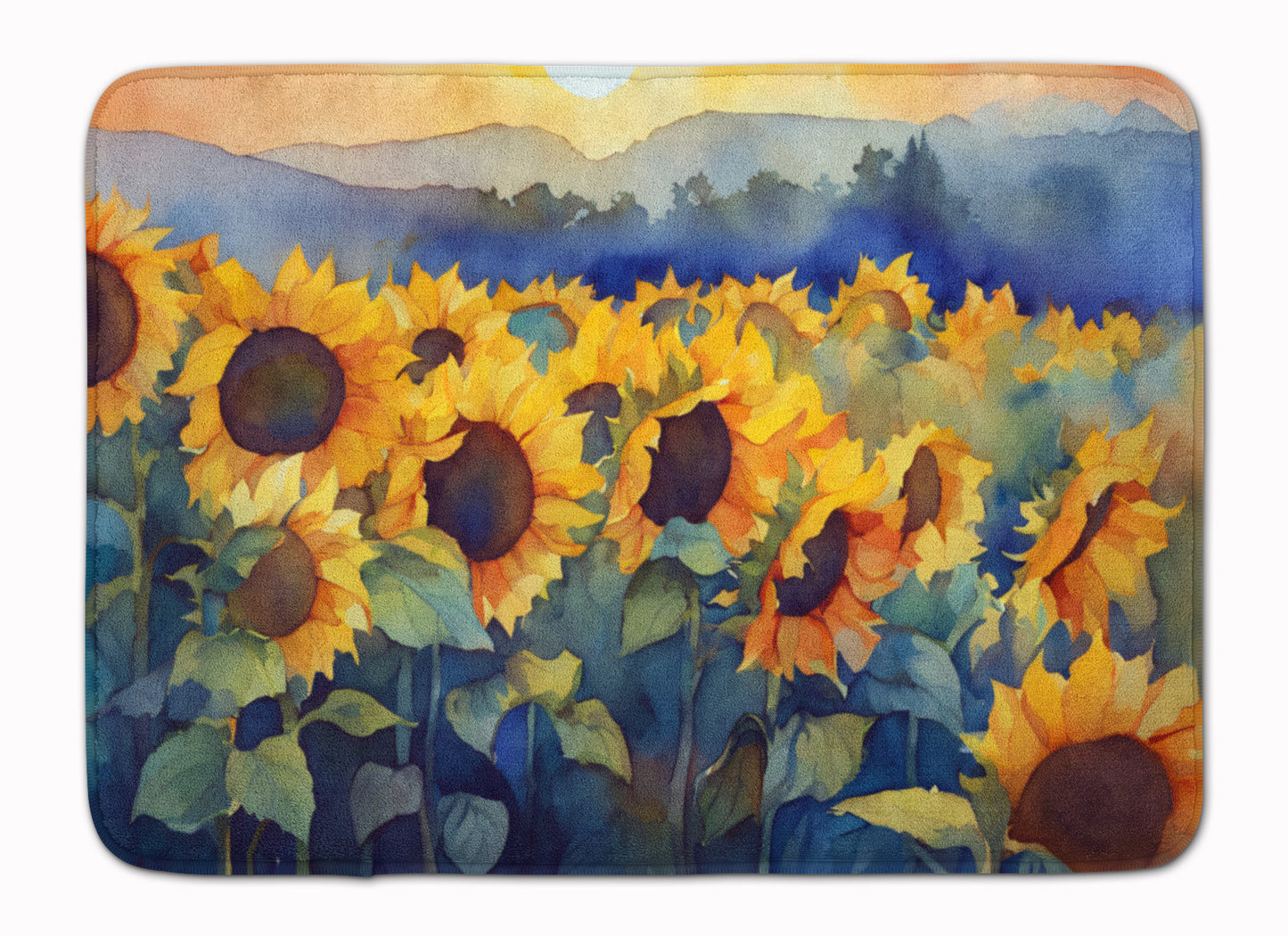 Buy this Sunflowers in Watercolor Memory Foam Kitchen Mat