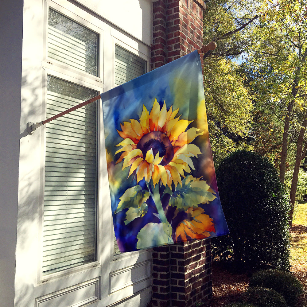 Sunflowers in Watercolor House Flag