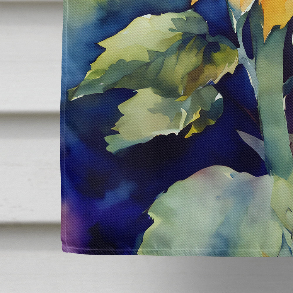 Sunflowers in Watercolor House Flag