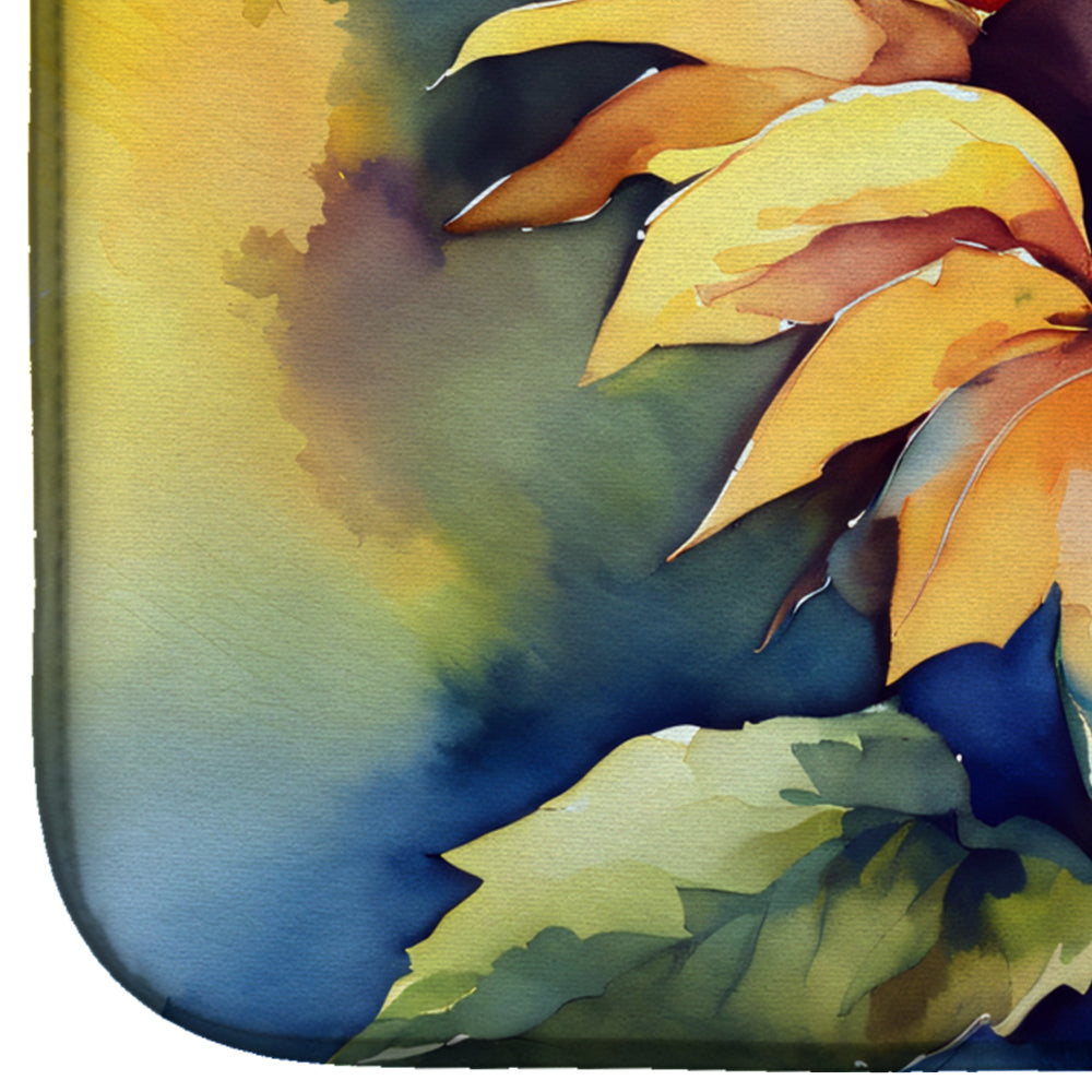 Sunflowers in Watercolor Dish Drying Mat