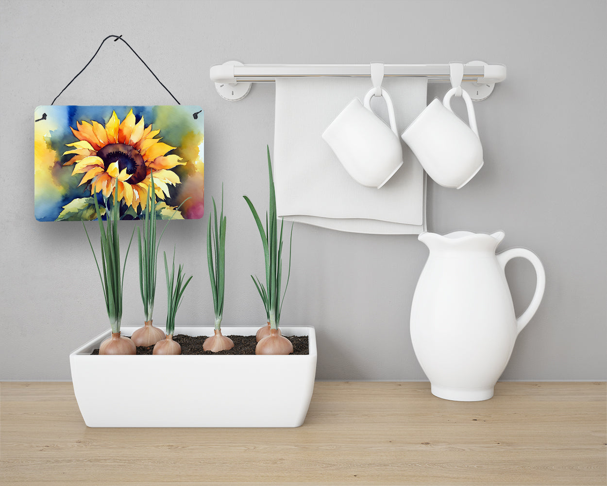 Sunflowers in Watercolor Wall or Door Hanging Prints