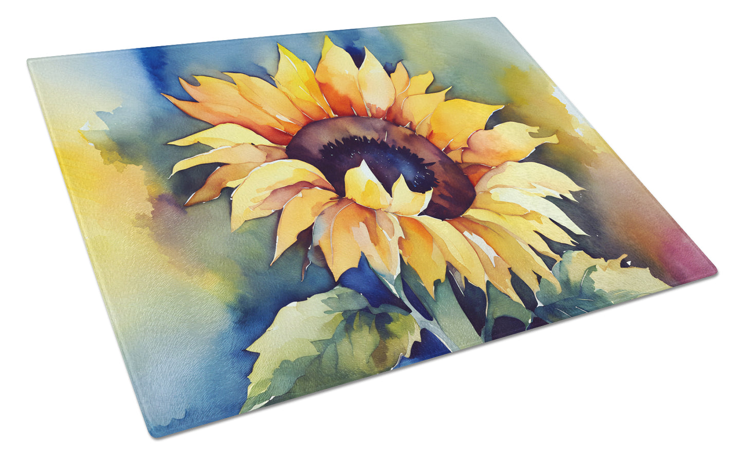 Buy this Sunflowers in Watercolor Glass Cutting Board