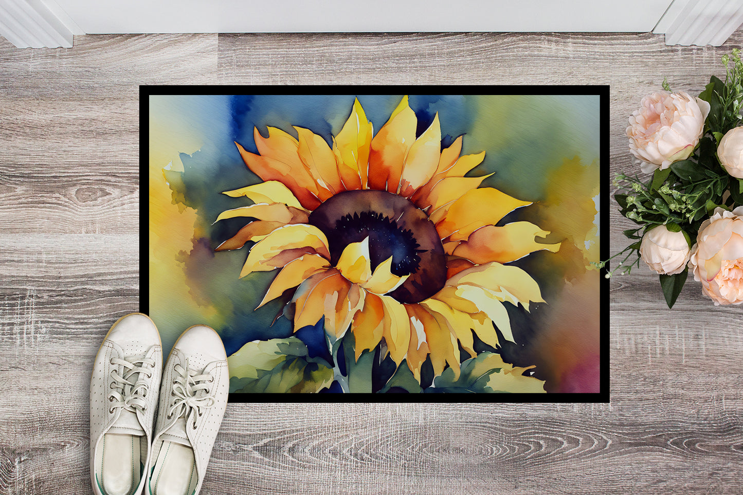 Sunflowers in Watercolor Doormat