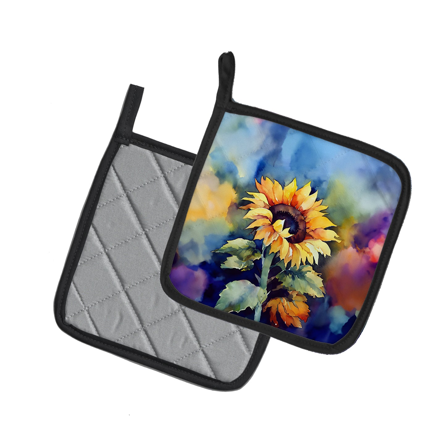 Sunflowers in Watercolor Pair of Pot Holders