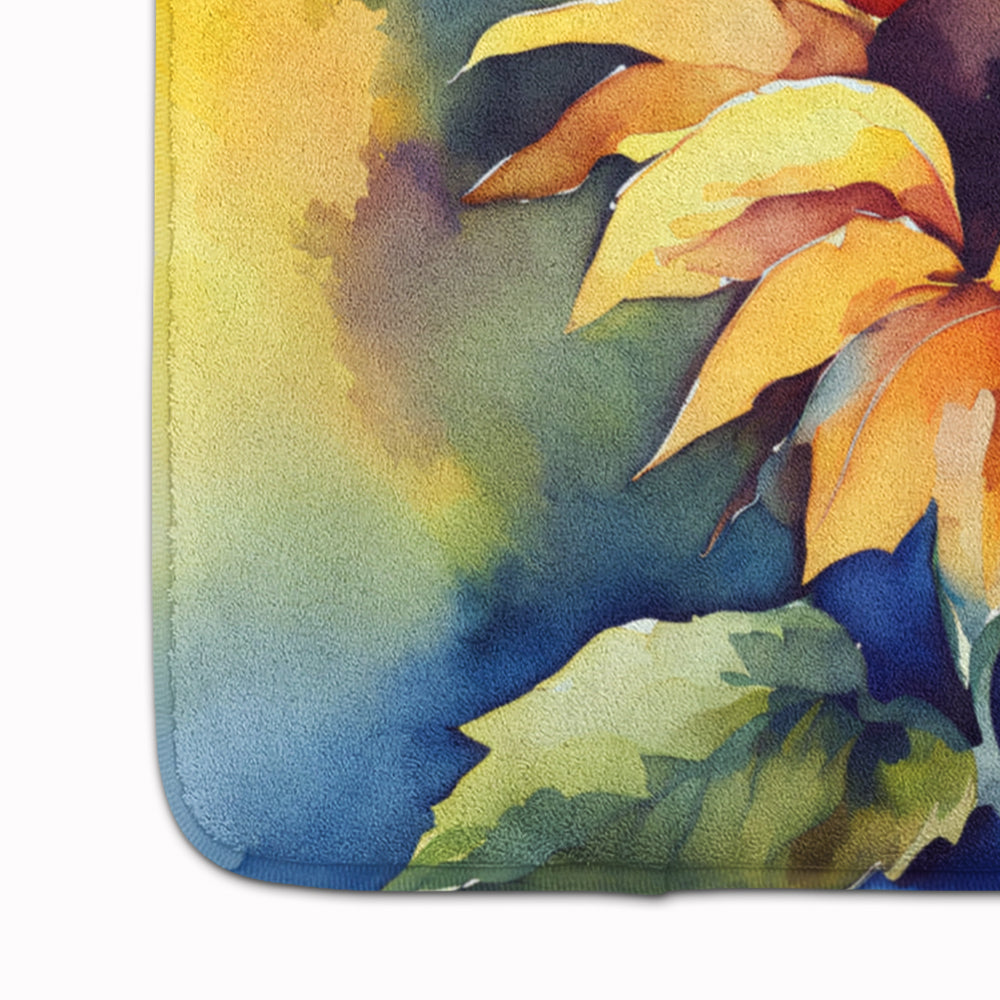 Sunflowers in Watercolor Memory Foam Kitchen Mat