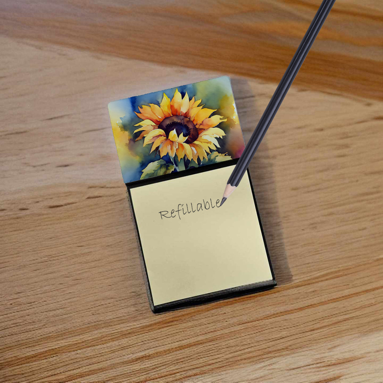 Sunflowers in Watercolor Sticky Note Holder