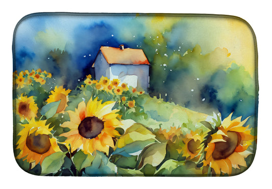 Buy this Sunflowers in Watercolor Dish Drying Mat