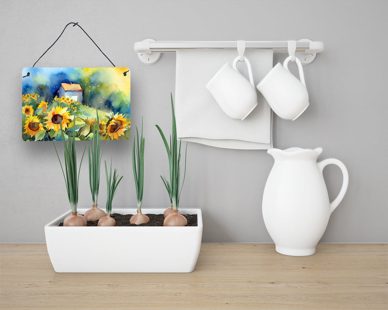 Sunflowers in Watercolor Wall or Door Hanging Prints