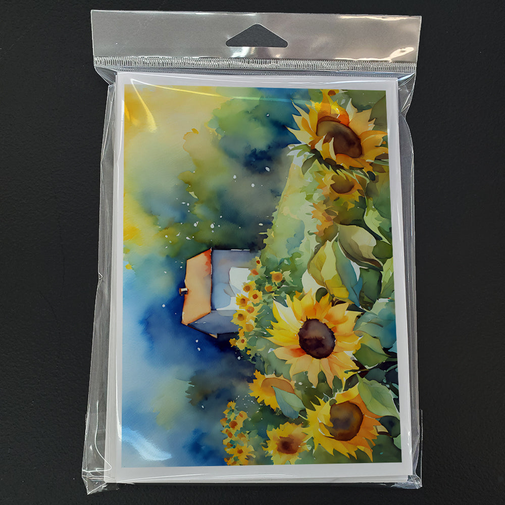 Sunflowers in Watercolor Greeting Cards Pack of 8