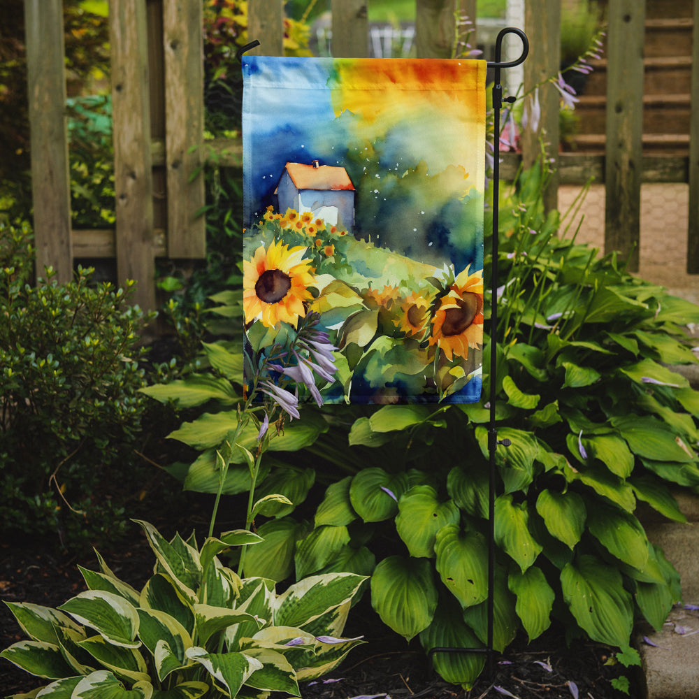 Sunflowers in Watercolor Garden Flag