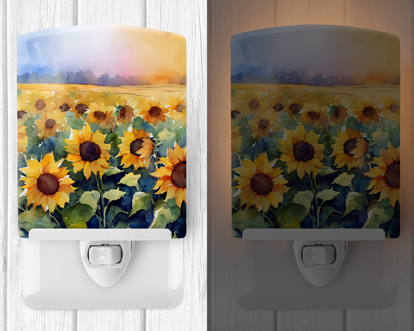 Sunflowers in Watercolor Ceramic Night Light