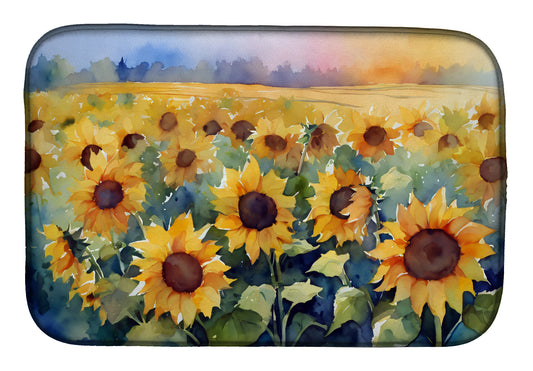 Buy this Sunflowers in Watercolor Dish Drying Mat