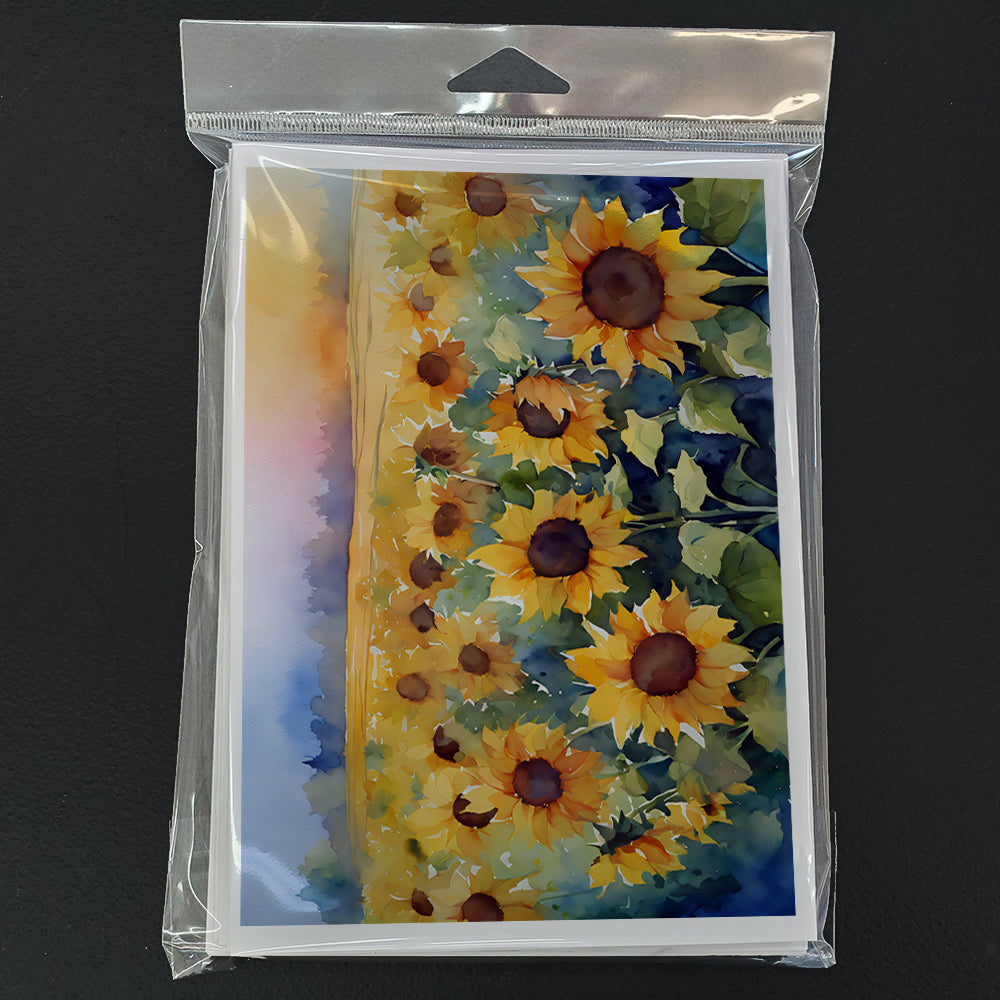 Sunflowers in Watercolor Greeting Cards Pack of 8