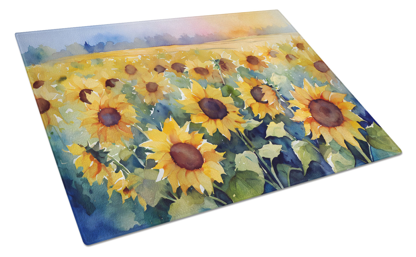 Buy this Sunflowers in Watercolor Glass Cutting Board