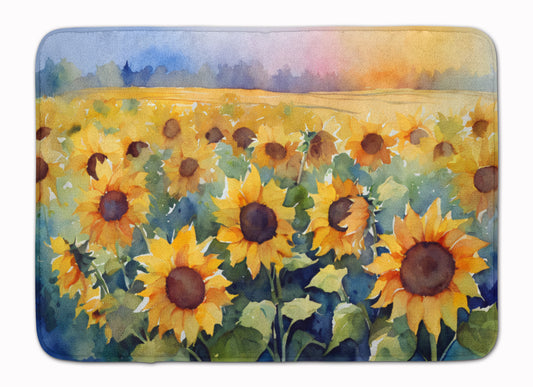 Buy this Sunflowers in Watercolor Memory Foam Kitchen Mat