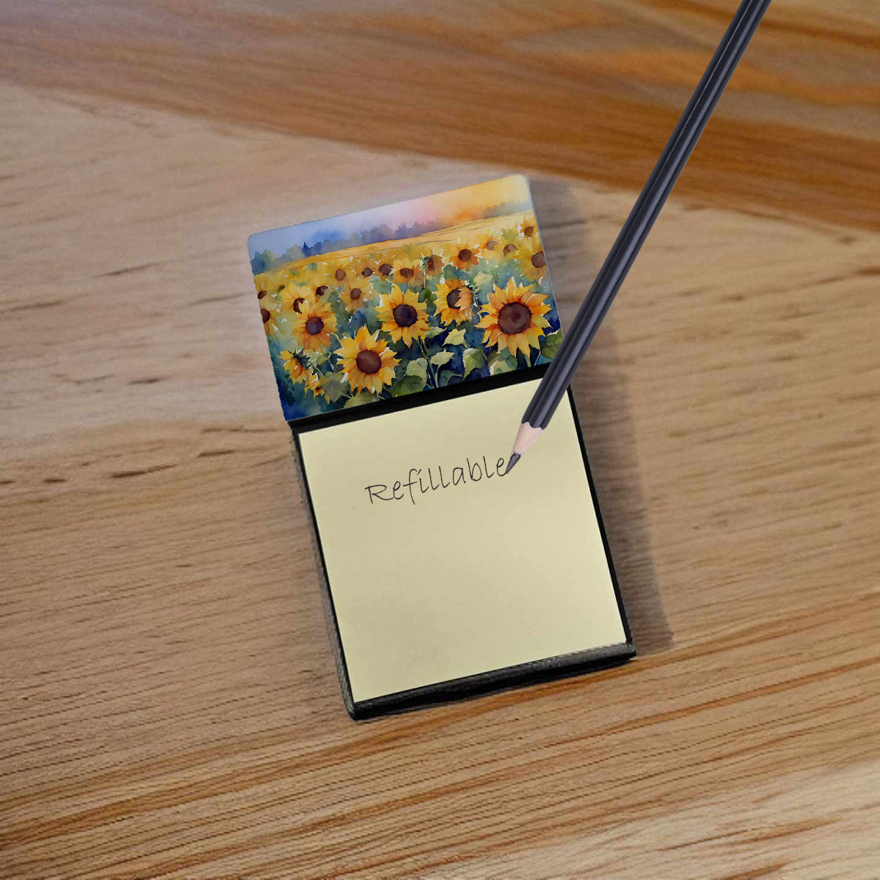 Sunflowers in Watercolor Sticky Note Holder