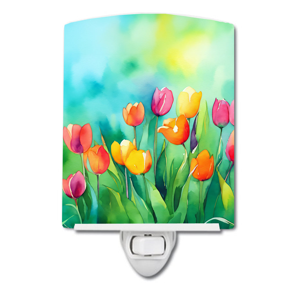 Buy this Tulips in Watercolor Ceramic Night Light